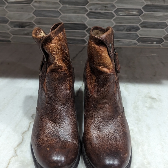 Sonora Leather Two Tone Brown Heeled Boots Size 7.5 50% off sale❤️ - Picture 2 of 9